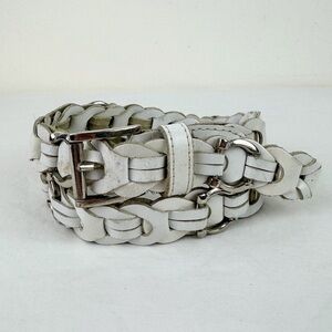 Maximo Vintage Braided White Leather Belt